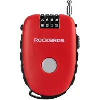 RockBros Fahrradschloss mit einziehbarem Kabel und Zahlenschloss - rot