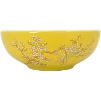 vidaXL Aufsatzwaschbecken Weiß und Gelb Rund Ø41x14 cm Keramik