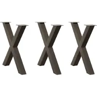vidaXL Esstischbeine X-Form 3 Stk. Naturstahl 70x(72-73) cm Stahl