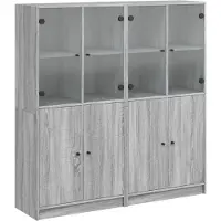 vidaXL Bücherschrank mit Türen Grau Sonoma 136x37x142 cm Holzwerkstoff