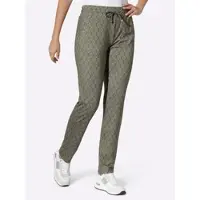 HEINE Jerseyhose , Damen, Gr. 50, Normalgrößen, grün (khaki, ecru, bedruckt), 70% Viskose, 25% Polyamid, 5% Elasthan, bedruckt, gemustert, mehrfarbig, Hosen Jerseyhose
