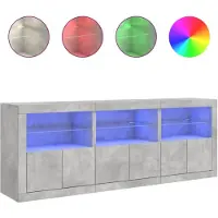 vidaXL Sideboard mit LED-Leuchten Betongrau 181,5x37x67 cm