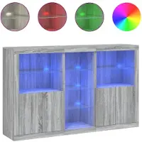 vidaXL Sideboard mit LED-Leuchten Grau Sonoma 162x37x100 cm