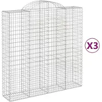 vidaXL Gabionen mit Hochbogen 3 Stk. 200x50x200/220cm Verzinktes Eisen