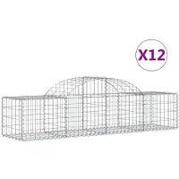 vidaXL Gabionen mit Hochbogen 12 Stk. 200x50x40/60 cm Verzinktes Eisen