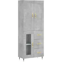 vidaXL Highboard Betongrau 69,5x34x180 cm Holzwerkstoff