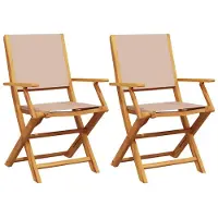 vidaXL Klappstühle 2 Stk. Taupe Massivholz Akazie und Stoff
