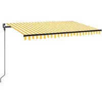 vidaXL Markise Manuell Einziehbar mit LED 450x300 cm Gelb und Weiß