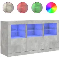 vidaXL Sideboard mit LED-Leuchten Betongrau 123x37x67 cm