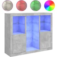 vidaXL Sideboards mit LED-Leuchten 3 Stk. Betongrau Holzwerkstoff