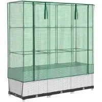 vidaXL Hochbeet mit Gewächshaus-Aufsatz Rattan-Optik 120x40x138 cm