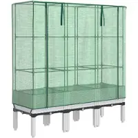vidaXL Hochbeet mit Gewächshaus-Aufsatz Rattan-Optik 120x40x140 cm