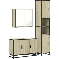 vidaXL 3-tlg. Badmöbel-Set Sonoma-Eiche Holzwerkstoff