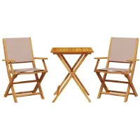 vidaXL 3-tlg. Bistro-Set Taupe Stoff und Massivholz