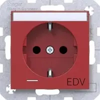 Hager WAS1435RG Std. SCHUKO, LED u. Aufdr. “EDV“, B.feld, erh. Ber.schutz, SLKL, A.x/C.x, rot gl