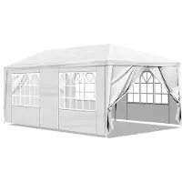 Sonstiges Faltpavillon 3x3m Wasserdicht mit 4 Wänden Weiß Partyzelt Gartenpavillon Outdoor Camping