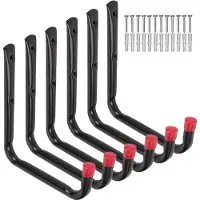 Benza Ibenzoa Stahlhaken 6er-Set, verzinkter Stahl, schwarz, 18.8 cm Länge, Ø 2.5 cm – zum Aufhängen in Garage, Gartenhaus & Werkstatt