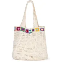 Benza Ibenzoa Geräumige Strandtasche Damen – Netzmuster, robuster gewebter Stoff, lange Tragegriffe und bunte Akzente für Sommer