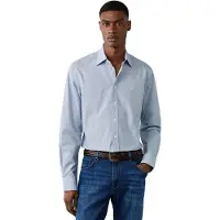 Hackett London für Herren. HM3010902 Mini Geo Print Hemd blau (XXL), Lässig, Baumwolle, Klassisch, Langarm