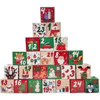 Sonstiges Adventskalender zum Befüllen Box 24 Schachteln zum Aufstellen 7x7x7 cm Kraftpapier mit Zahlen