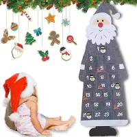 Sonstiges Filz-Adventskalender Santa Claus zum Befüllen, 24 Tage Countdown, Grau, 115x44 cm