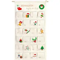 Sonstiges Adventskalender zum Befüllen Stoff 100 x 50 cm Beige 24 Taschen Wiederverwendbar