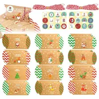 Sonstiges Adventskalender zum Befüllen, 24 Stück, Kissenform, DIY, Kraftpapier, inkl. Zubehör