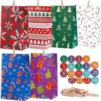 Sonstiges Adventskalender zum Befüllen, 24 Stück, mit Zahlenaufklebern und Holzklammern