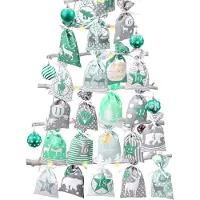 Sonstiges Adventskalender zum Befüllen 24 Stoffsäckchen Kette Grün 12x21,5cm