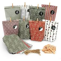Sonstiges Adventskalender zum Befüllen Set mit 8 Designs, Juteschnur & Holzklammern