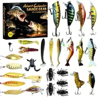 Savage Gear Angeln Adventskalender 2026 24 Tage Köder Set für Fischer Erwachsene Teenager Schwarz Gold