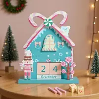 Sonstiges Adventskalender Weihnachtshaus Form Holz Wiederverwendbar Tischdeko 18 cm