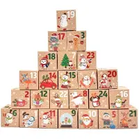 Sonstiges Adventskalender zum Befüllen 24 Schachteln Weihnachtsmotive 7x7x7 cm Rot Grün