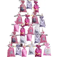 Sonstiges Adventskalender zum Befüllen Groß 12x21,5cm 24 Stoffsäckchen Kette Rot