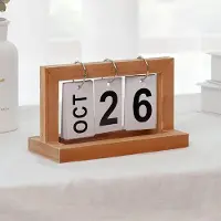 Sonstiges Ewiger Kalender Holz Flip Kalender Schreibtisch Deko 20 x 9 x 12 cm Gelb