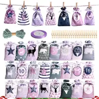 Sonstiges Adventskalender zum Befüllen 24 Stoffsäckchen Rosa Nylon 16x10cm Set
