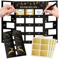 Sonstiges Adventskalender Paare zum Rubbeln DIY mit 24 Rubbellosen Gold Schwarz