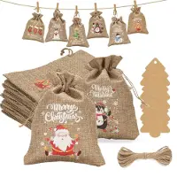 Sonstiges Adventskalender Jutesäckchen 24 Stück 10x15cm mit Anhänger und Schnur