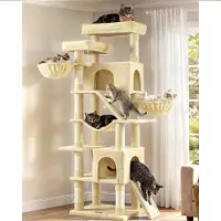 Feandrea Kratzbaum groß, XXL Katzenbaum mit Kratzbrettern und Sisal, Kletterbaum