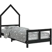 vidaXL Kinderbett Schwarz 80x200 cm Massivholz Kiefer