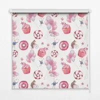 Tulup INNENROLLO - Fensterrollo - Rollo - 110x140 cm - Rosa Luftballons, Donuts und Hasen