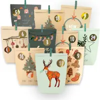 Sonstiges Adventskalender zum Befüllen 24 Weihnachtskalender Papiertüten DIY Geschenktüten Selbstbefüllen Kinder Erwachsene Blau Gelb
