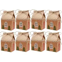 Sonstiges 24er Pack Geschenkbox Weihnachten Adventskalender Häuschen Kraftpapier Hanfseil