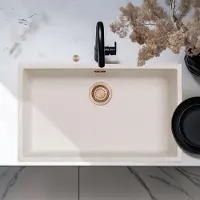 Pure.Sink Küchenspüle 70x40 cm Sandweiß Unterbau und Aufbau