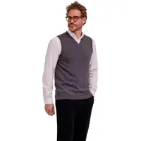 Falke Pure Merino Wool Herren Pullunder, M, Grau, Schurwolle