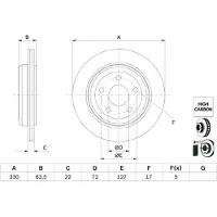 Bosch Bremsscheibe 0 986 479 G84 hinten, belüftet, hochkarbonisiert, 1 Stück