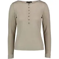 Zero Langarmshirt "Langarm-Shirt mit Knopfleiste", Damen, Gr. 38, beige (french oak), Obermaterial: 52% Polyester PES. 24% Metall MT. 22% Viskose CV. 2% Elasthan EL., Shirts Langarmshirt