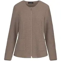 Goldner Kurzgröße: Jacke im Bouclé-Look in camel / gemustert | Gr.: 20