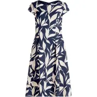 Betty & Co Cocktailkleid "Cocktailkleid mit Aufdruck", Damen, Gr. 44, EURO, bunt (dunkelblau, nature), Obermaterial: 90% Polyester PES. 10% Elasthan EL., Kleider Cocktailkleid