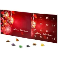 VALIOSA Merry Christmas Mode-Schmuck Adventskalender mit Halskette + 23 individuelle Anhänger aus Halb-Edelstein, Geschenkidee für Mädchen, 24-teilig (1 Set)
